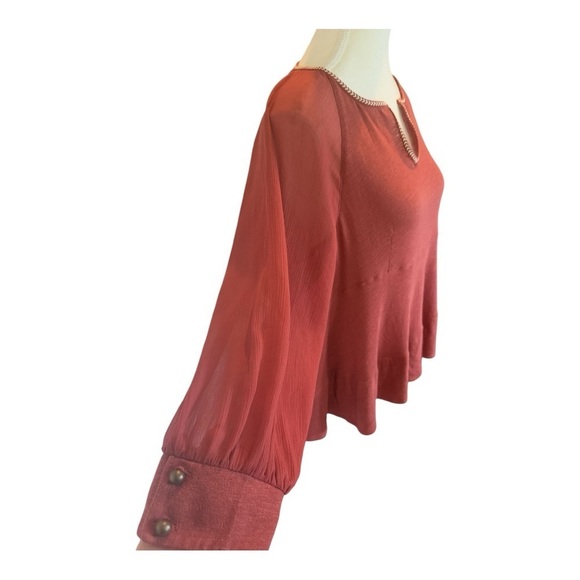 Anthropologie Akemi + Kin Fenn Dolman Sleeve Top Sz XS Rust Pheasant Boho - Picture 4 of 9
